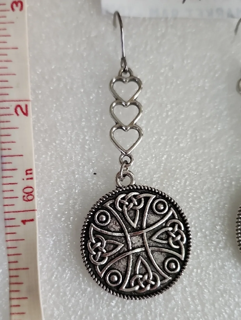 Hand Crafted Silver Celtic Heart Drop Earrings - Silver